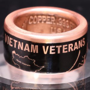 "Vietnam Veterans" .999 copper powder coated coin ring